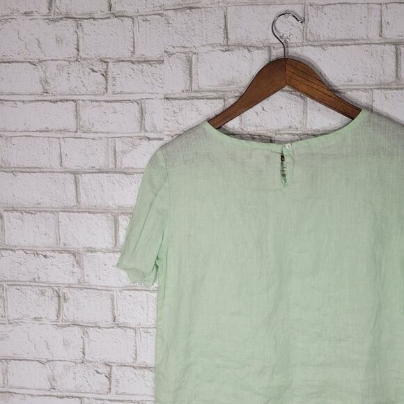 J Crew light green linen top - Picture 9 of 13